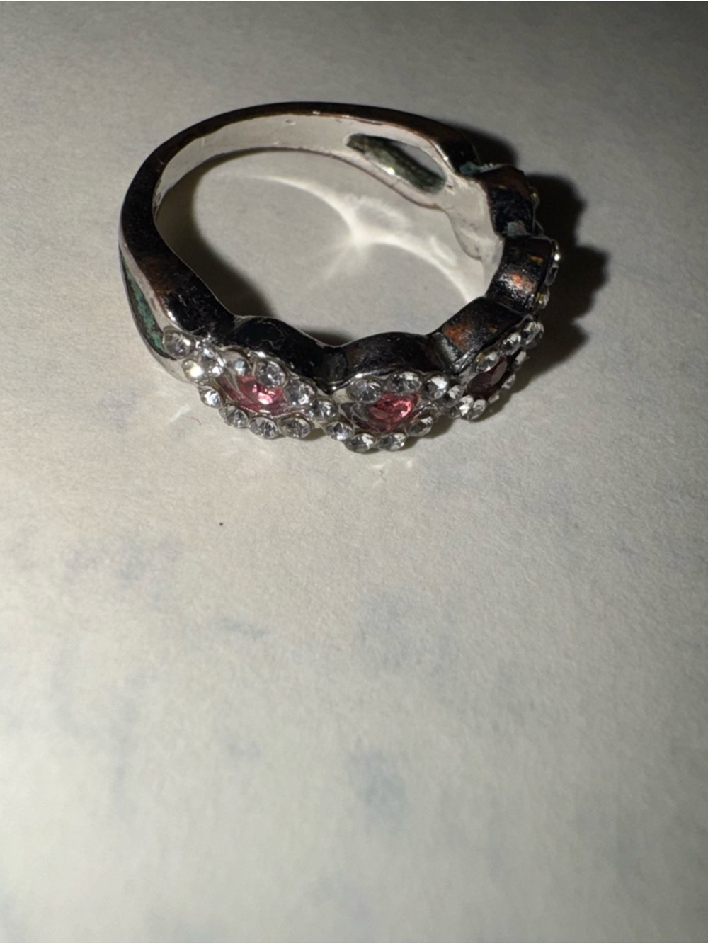Pink stone rhinestone ring